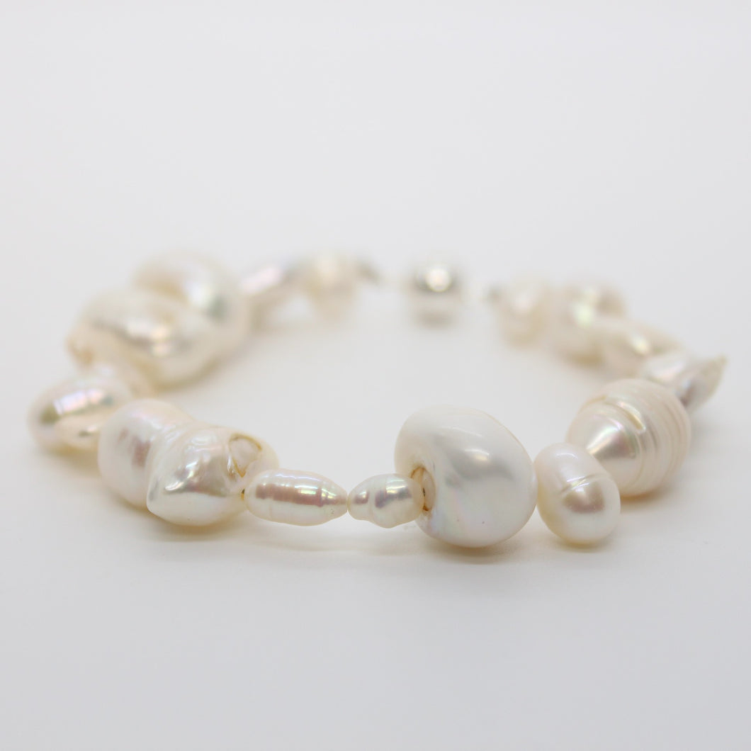 Sunshine Collection, Bracelet, Natural Freshwater White Pearl Mixed Size and Shape